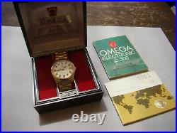 RARE 9k SOLID GOLD OMEGA ELECTRONIC F 300 BL 398.5001 BOX/PAPERS
