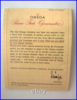 RARE Genuine Omega Vintage Speedmaster Bona Fide Guarantee Blank Open Booklet