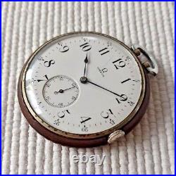 RARE OMEGA OPEN FACE WOOD CASE SWISS POCKET WATCH FROM Ca 1920
