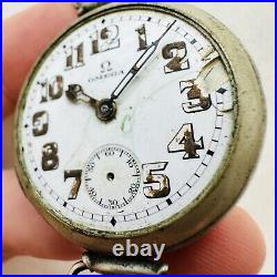 RARE OMEGA TRENCH PARTS/REPAIR Military Swiss Vtg Wrist Watch Classic WWI 10's