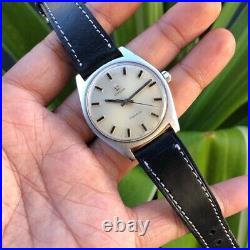 RARE Omega Geneve 185.041 White Dial Leather Good Condition Vintage Men Watch