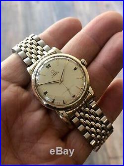 RARE Omega Mens Gold Steel Rice bracelet Sub Dial vintage Mens watch 1950 + Box