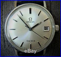 RARE Vintage OMEGA Geneve Silver Dial withdate Hand Winding Men's Watch