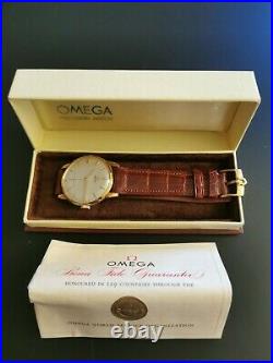 RARE Vintage Omega 18k Yellow Gold Cal 267 Mens Watch Buckle Orig Box NOS