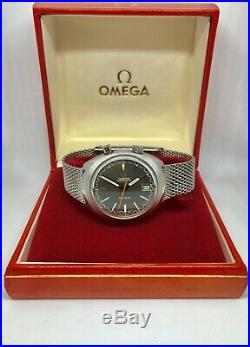 RARE Vintage Omega Chronostop Driver Drivers DATE 146.010 145.010 Steel With Box