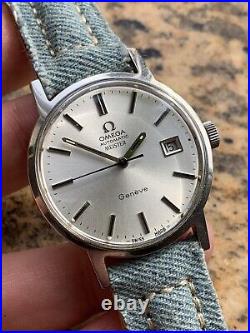 RARE! Vintage Omega Geneve Meister dial mens watch 35mm 166.098 Swiss made