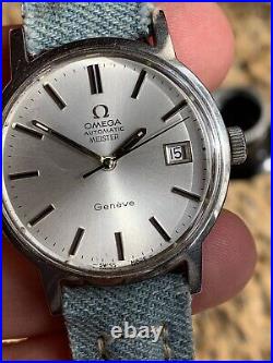 RARE! Vintage Omega Geneve Meister dial mens watch 35mm 166.098 Swiss made