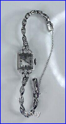 RARE Vintage Silver-Toned Lady Omega 14k Gold AND REAL DIAMOND WATCH NOT WORKING