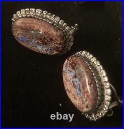RARE Vintage Sterling Silver Mexican Cantera Jelly OPAL EARRINGSOmega Backs