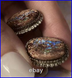 RARE Vintage Sterling Silver Mexican Cantera Jelly OPAL EARRINGSOmega Backs