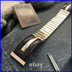 Rare 10k Gold-Filled & Alligator Premium Kreisler USA 1950s Vintage Watch Band