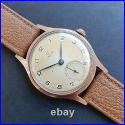 Rare 1940s Tre Tacche Omega 9ct Rose Gold vintage watch