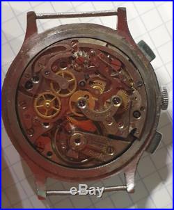 Rare 1940s staybrite vintage chronograph 40mm watch as eberhard omega longines