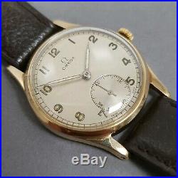 Rare 1943 Omega 9k Solid Gold Montal case Cal. 30T2 vintage wristwatch