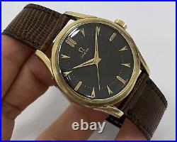 Rare 1952 Omega Black Honeycomb Ref 2640 8 Sc Cal 283 Gold And Steel Serviced