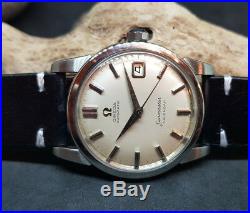 Rare 1960 Omega Calendar Silver Dial Cal503 Date Auto Man's Watch Big Seahorse