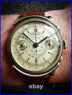 Rare 39mm antique snail telemetre chronograph Vintage watch landeron Hahn omega