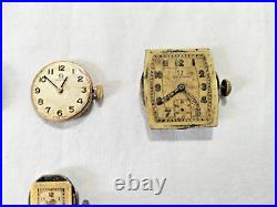 Rare Antique & Vintage Lot Watch Movements with Faces Rare Omega x 4 & Tudor AF