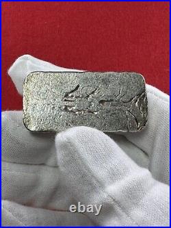 Rare First Gen 5oz Omega M&B Mining Vintage Poured. 999 Silver Bar