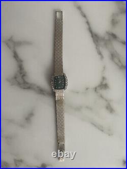 Rare GREEN Face Vintage Omega Solid 18k Gold And Diamond Watch 37.5gr Working