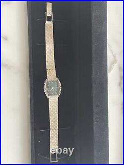 Rare GREEN Face Vintage Omega Solid 18k Gold And Diamond Watch 37.5gr Working