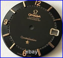 Rare Grail Vintage NOS 1950s Omega Constellation Glossy Black Pie Pan Dial New