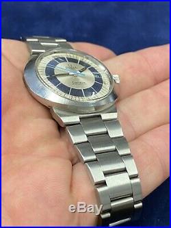 Rare Mens Vintage OMEGA Dynamic Watch Blue White Dial Original Strap Stainless