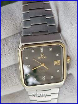 Rare OMEGA Constellation Automatic Black Diamond Dial Gold Steel Case Vintage