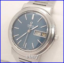 Rare OMEGA Megaquartz Vintage Blue Dial Cal. 1310 Day/Date SS Ref. 196.0058 Watch