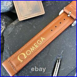 Rare Omega 5/8 Brown Calf Leather Premium nos 1950s Vintage Watch Band