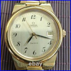 Rare Omega Geneve Automatic Date Military Dial Watch Swiss Made Vintage Men's