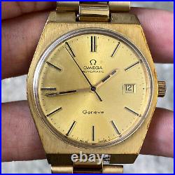 Rare Omega Genève Ref 166.099 Automatic cal. 1481 All Gold Swiss Watch Vintage
