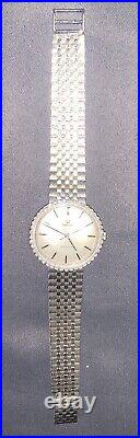 Rare Omega Geneve Vintage Watch, 18K White Gold Case 45 Diamonds, 18K Bracelet