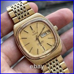 Rare Omega Seamaster Day Date Gold Dial Automatic Vintage Watch 196.0129