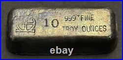 Rare Vintage 10 Oz M & B Mining Co. Omega Hand Poured Silver Bar. 999 Silver