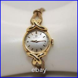 Rare Vintage 18k Yellow Gold Omega Ladies Watch Manual Wind Round Face
