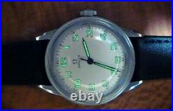 Rare Vintage 1938 Omega Military Manual Wind Luminous Dial Watch Service 2300/1