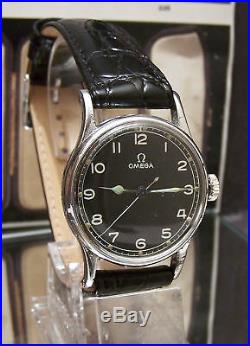 Rare Vintage 1943 Black Dial Omega Raf Pilots Ww2 British Military Watch