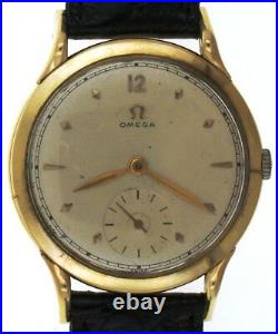 Rare Vintage 1950 Omega 14K Yellow Gold 35mm Thin Cal 28 Watch 14190 Jumbo
