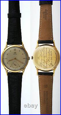 Rare Vintage 1950 Omega 14K Yellow Gold 35mm Thin Cal 28 Watch 14190 Jumbo