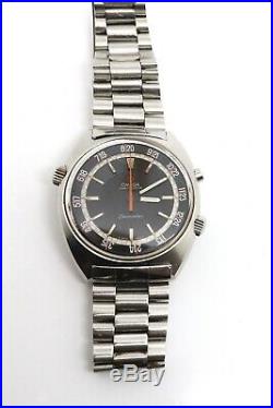 Rare Vintage 1960's Gents Omega Seamaster Chronostop Stainless GMT Notation 41MM