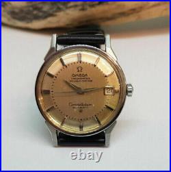 Rare Vintage 1963 Omega Constellation Pie Pan Silver Dial Date Auto Man's /j017