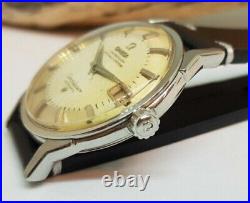 Rare Vintage 1963 Omega Constellation Pie Pan Silver Dial Date Auto Man's /j017