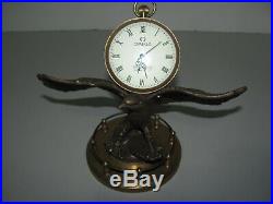 Rare Vintage 1970s Omega Glass Ball Clock Beautifully Mounted On A Brass Eagle