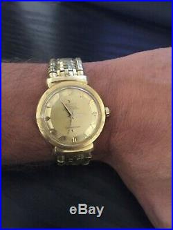 Rare Vintage Collectors Omega Constellation Grand Luxe Yellow Gold 18k Watch