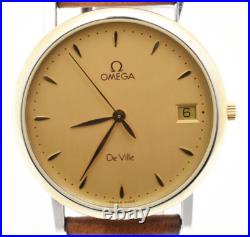 Rare Vintage N MINT OMEGA De Ville Cal. 1532 Gold Dial Quartz Men's Kanji JAPAN Rare Vintage N MINT OMEGA De Ville Cal. 1532 Gold Dial Quartz Men's Kanji JAPAN
