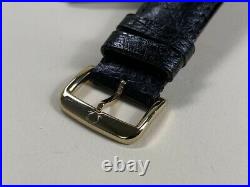 Rare Vintage Omega Black Leather Strap Band + Gold Tone Tang Buckle 18 x 16