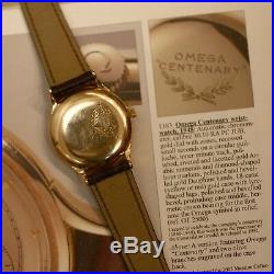 Rare Vintage Omega Centenary, Chronometer 18k Rose Gold Case & Dial Mens Watch