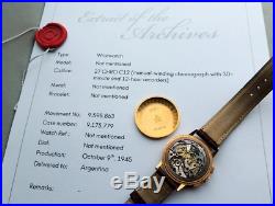 Rare Vintage Omega Chronograph watch caliber 321 certificate 18k solid gold