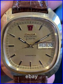 Rare Vintage Omega Electronic f300 Hz Day & Date Chronometer Watch
